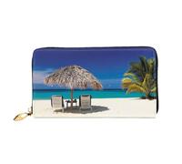 Portafogli da donna in pelle con stampa Jamaica Beach Portafogli porta carte di grande capacità Borsa da donna con scomparti multipli per carte Borsa da donna lunga con scomparto con cerniera 19 cm x