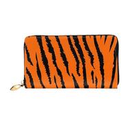 Portafogli da donna in pelle con stampa leopardata tigre arancione grande capacità borsa da donna con scomparti per carte multiple borsa da donna lunga con scomparto con cerniera 19 cm x 10,5 cm borse