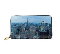 Portafogli da donna in pelle con stampa New York Fashion City porta carte di grande capacità borsa da donna con scomparti per carte multiple borsa da donna lunga con scomparto con cerniera 19 cm x