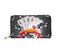 Portafogli da donna in pelle con stampa torneo di poker grande capacità porta carte borsa da donna con più slot per carte borsa lunga da donna con scomparto con cerniera 19 cm x 10,5 cm borse da donna