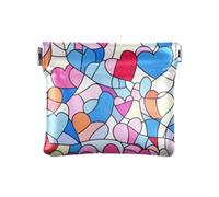 Portafogli da donna in pelle con vetro colorato e cuore in stile anime, con porta carte di credito, da donna, da viaggio, vetro colorato Anime cuore San Valentino Cartone animato, 1 size, Stampa