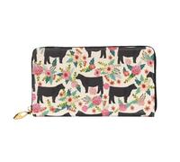 Portafogli da donna in pelle da agricoltura di bestiame con porta carte di grande capacità borsa da donna con scomparti per carte multiple borsa da donna lunga con scomparto con cerniera 19 cm x 10,5