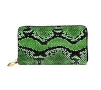 Portafogli da donna in pelle di serpente verde stampato portafogli porta carte di grande capacità borsa da donna con più slot per carte borsa lunga da donna con scomparto con cerniera 19 cm x 10,5 cm
