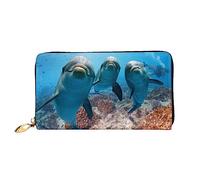 Portafogli da donna in pelle divertente delfino che ti guarda portafogli porta carte di grande capacità borsa da donna con più scomparti per carte di credito borsa lunga da donna con scomparto con