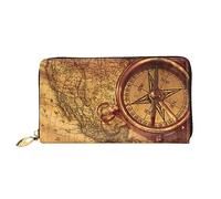 Portafogli da donna in pelle Legge della Bussola Navigazione Portafogli Porta carte di grande capacità Borsa da donna con più slot per schede Borsa lunga da donna con scomparto con cerniera 19 cm*