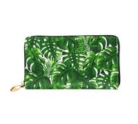Portafogli da donna in pelle Monstera Deliciosa Banana Palm Portafogli Porta carte di grande capacità Borsa da donna con scomparti multipli per carte Borsa da donna lunga con scomparto con cerniera 19