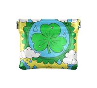 Portafogli da donna in pelle verde con trifoglio di San Patrizio in stile cartone animato portamonete sacchetti fantasia cambiamento portafoglio per le donne da viaggio, Cartone animato trifoglio