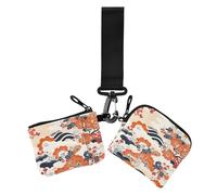 Portafogli da donna in stile giapponese, con fiore e alberi, da donna, mini porta carte d'identità, con cinturino da polso, per uso quotidiano, 2 pezzi