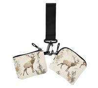 Portafogli da donna in stile retrò con cervo safari, porta carte di credito, sottile, piatto, portamonete con portachiavi, confezione da 2
