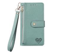 Portafogli da Donna per Samsung Galaxy A22 5G Custodia in Pelle PU Zip Case Premio Protettiva Flip Cover Borsa Femminile Della Borsa di Moda con Porta Carte di Credito per Samsung Galaxy A22 5G,Verde