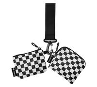 Portafogli da donna Porta carte di credito piccolo staccabile organizer per carte di credito con tasca con cerniera per donne uomini 2 pezzi, Quadrato bianco e nero Scozia Buffalo Plaid Tartan Check,