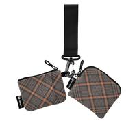Portafogli da donna porta carte minimalista porta biglietti da visita organizer per soldi con portachiavi per signore ragazze 2 pezzi, Buffalo Plaid Tartan Scozia Marrone E Arancione, 4.13"(L) x