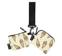 Portafogli da donna sottili piatti porta carte di credito portafogli con cerniera e tasca per monete per donne e uomini 2 pezzi, Cono Dolce Gelato, 4.13"(L) x 3.5"(W), Accessorio da viaggio