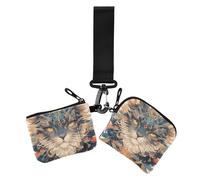 Portafogli da donna tribale con faccia di gatto, stile bohémien, con doppio cinturino da polso, alla moda, per carte d'identità, con cinturino da polso, confezione da 2, tribale, gatto, faccia, boho
