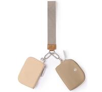 Portafogli da polso a doppia tasca da donna, mini portafoglio con cerniera intorno al polso, portafoglio da polso con doppia tasca, portamonete portatile con cerniera, Cachi+Marrone