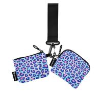 Portafogli da polso doppi con stampa leopardata blu-rosa per le donne titolari di carta d'identità minimalisti con tasca con cerniera per l'uso quotidiano 2 confezioni tarjeteros para Mujer