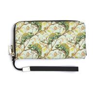 Portafogli da polso in pelle da donna, con stampa camaleonte, colore verde, piccolo portafoglio da donna con cerniera