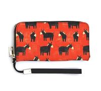 Portafogli da polso in pelle da donna, con stampa di asino nero, piccolo portafoglio da donna con cerniera