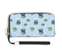 Portafogli da polso in pelle da donna, con stampa di ippopotamo coccodrillo, piccolo portafoglio da donna con cerniera