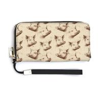 Portafogli da polso in pelle da donna, con stampa di maialino schizzo carino, piccolo portafoglio da donna con cerniera