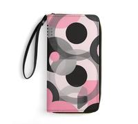 Portafogli da polso vintage con geometria circolare per uomo donna portafoglio lungo in pelle portafoglio con carta di credito frizione con cordino, Stile:, 19.7x10.5cm