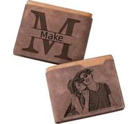 Portafogli Da Uomo con Foto Incise Portafoglio Personalizzato con Immagine e Testo Regali Personalizzati Di Compleanno, Natale, Festa Del Papà per Papà, Marito e Figlio Color2,One Size