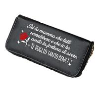 Portafogli donna personalizzato Ti voglio bene Mamma stampa Diretta Alta Qualità Idea Regalo Festa della Mamma Natale Compleanno Made in Italy Queen Regina Super Mamma 18x9cm portamonete soldi