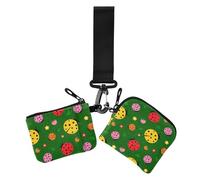 Portafogli doppi da donna colorati con coccinelle in stile cartone animato, carino, alla moda, con cerniera, con portachiavi, per uso quotidiano, confezione da 2, Coccinelle colorate dei cartoni
