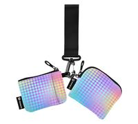 Portafogli doppi da donna colorati con design laser a pois porta biglietti da visita slim staccabile porta carte di credito con portachiavi per signora 2 confezioni, Punto di disegno laser colorato, 1