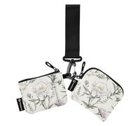 Portafogli doppi da donna con fiori autunnali peonia beige porta carte di lavoro sottile piatto con cerniera portamonete con tasca con cerniera per signore ragazze 2 pezzi, Fiori d'Autunno Peonia, 1