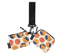 Portafogli doppi da donna con motivo a pallacanestro custodie per carte d'identità minimaliste con cinturino da polso per donne e ragazze, 2 pezzi, basket, semplice, modello, 1 size, Art Deco