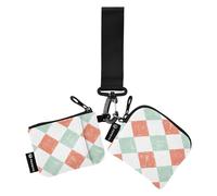 Portafogli doppi da donna con motivo astratto verde e arancione, porta biglietti da visita, portamonete alla moda carino porta monete con tasca con cerniera per donna, confezione da 2, Modello
