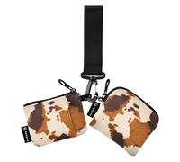 Portafogli doppi da donna, custodie per carte di lavoro, sottili, staccabili, organizer per denaro, con cinturino da polso, per uomini e donne, 2 pezzi, pelle mucca texture astratto vuoto, 4.13"(L) x