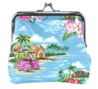 Portafogli e borse di monete in pelle dell'isola tropicale hawaiana personalizzati, carino, blocco bacio, borsa di cambio valuta per ragazze, isola tropicale hawaiana, taglia unica, Isola tropicale
