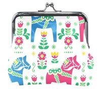 Portafogli e borse per monete colorate personalizzate, in pelle, animale carino, lucchetto da bacio, borsa per monete, borsa per carte, cavalletti popolari, bianco, taglia unica, Cavalli popolari