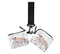 Portafogli estetici a doppio cinturino da polso per donne, piccoli organizer portatili per soldi con tasca con cerniera per uso quotidiano, 2 pezzi, Pittura estetica di arte dei gamberetti, 1 size,