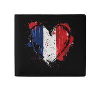 Portafogli in pelle con bandiera vintage con cuore della Francia e porta carte di credito, per viaggi d'affari, Stile:, Taglia unica