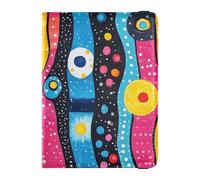 Portafogli in pelle con motivo graffiti retrò e strisce colorate rotonde decorative per passaporto e carte di vaccino, portafoglio combinato con badge identificativo e porta carte di vaccino leggero,