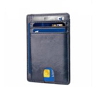 Portafogli in pelle sottile e minimalista, con tasca frontale, blocco RFID, per uomini e donne, Alaska Blu, Moda