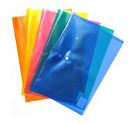 Portafogli in plastica A4 con bottoni automatici in plastica A4, colori assortiti, a bottone e bottone a pressione, portadocumenti (formato A4, colori assortiti, 5 portafogli)