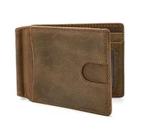 Portafogli minimalisti per Uomo Portafoglio Sottile con Tasca Frontale in Vera Pelle con Blocco RFID (Colore: Marrone, Dimensioni: 11,5 * 1 * 8 cm)