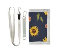 Portafogli per bambini con girasoli e fiori, portafogli per bambini, con tasca portamonete, per bambini, con adesivo magico, età 5-7, 6-8, 9-12 anni, regali di compleanno, Girasoli Fiore, 1 Size,