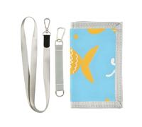 Portafogli per bambini con pesci gialli su sfondo blu, per ragazzi e ragazze, portafoglio a tre ante con tasca portamonete con cerniera e porta carte, portafoglio novità per regali di compleanno per