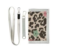 Portafogli per bambini con stampa di farfalle e leopardo, portafogli per ragazze con tasca portamonete per bambini con adesivo magico età 5-7 6-8 9-12 anni regali di compleanno, Stampa leopardata con