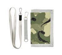 Portafogli per bambini mimetici verdi con dinosauri, per ragazzi e ragazze, portafoglio a tre ante con tasca portamonete con cerniera e porta carte, portafoglio novità per regali di compleanno per