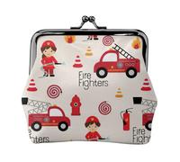 Portafogli per chiavi e carte con stampa di bambini e ragazze in vigili del fuoco e portamonete versatile squisito impermeabile con lucchetto a bacio
