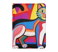 Portafogli per passaporto in pelle colorata con gatto artistico nascosto, accessorio da viaggio da uomo