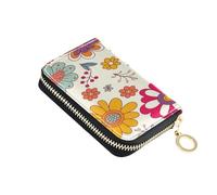 Portafogli porta carte di credito RFID colorato motivo floreale per donne, fiore primaverile in pelle con cerniera porta carte portafoglio a fisarmonica per regalo da donna