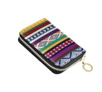 Portafogli porta carte di credito RFID con motivo etnico colorato per donne, in pelle a quadri con cerniera, portafoglio a fisarmonica per donne regalo