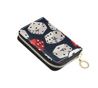 Portafogli porta carte di credito RFID dadi bianchi rossi per donne, custodia per carte di credito vintage in pelle con cerniera portafoglio a fisarmonica per signore regalo